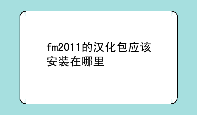 fm2011的汉化包应该安装在哪里
