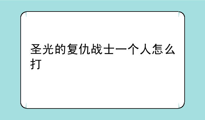 圣光的复仇战士一个人怎么打
