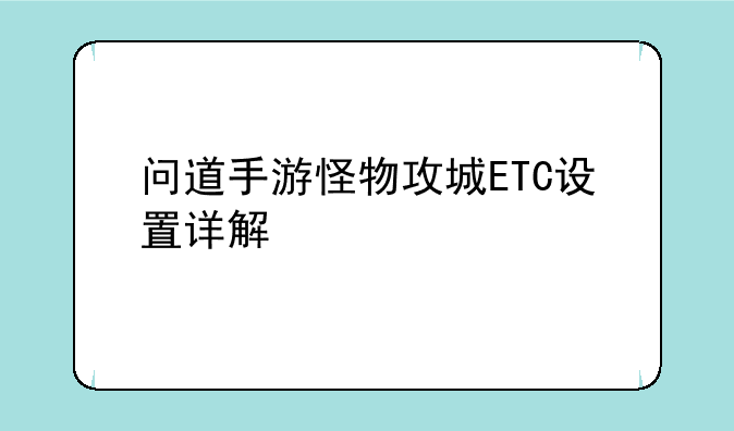 问道手游怪物攻城ETC设置详解