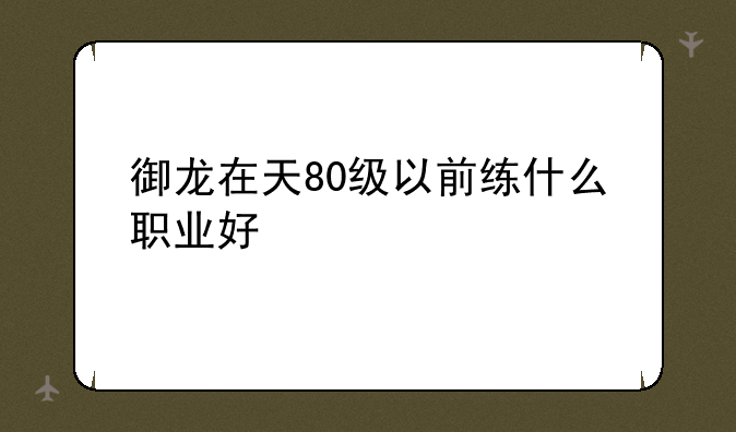 御龙在天80级以前练什么职业好