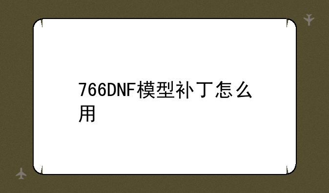 766DNF模型补丁怎么用