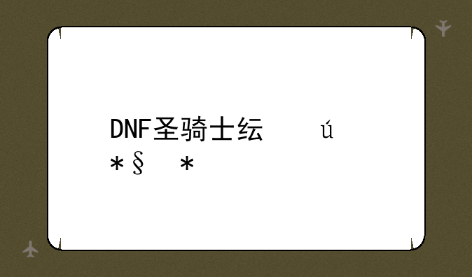 DNF圣骑士纯辅助加点
