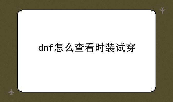 dnf怎么查看时装试穿