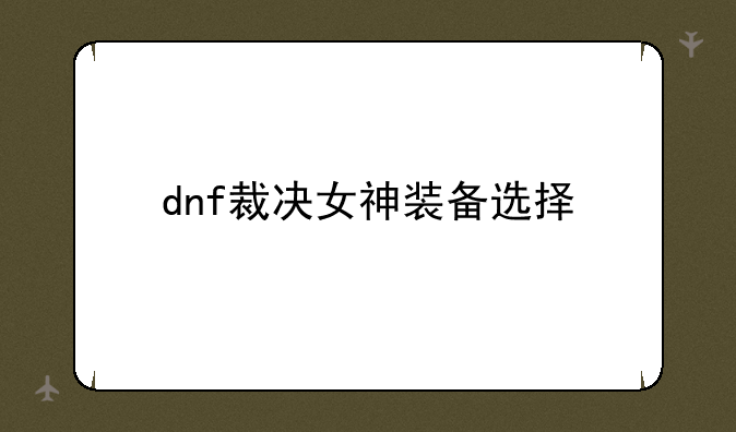 dnf裁决女神装备选择