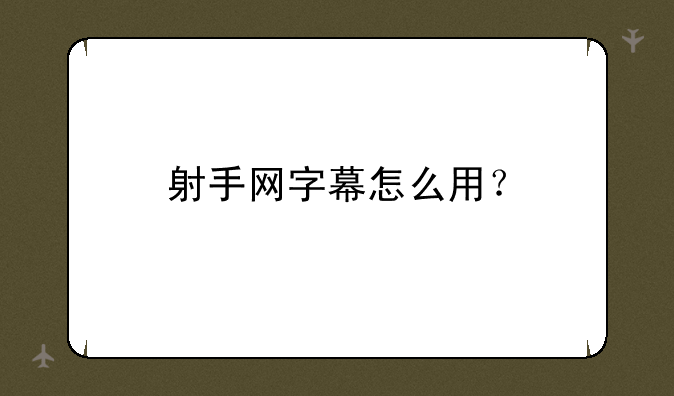 射手网字幕怎么用？