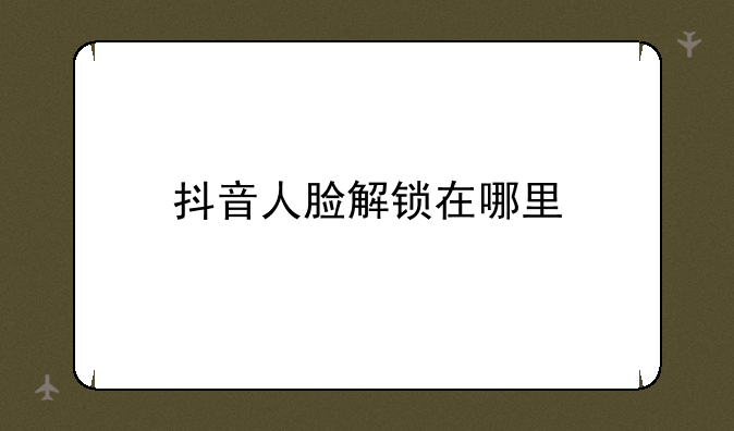 抖音人脸解锁在哪里