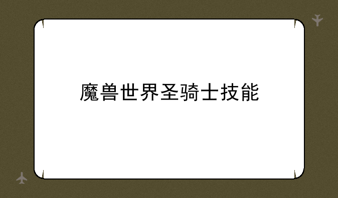 魔兽世界圣骑士技能