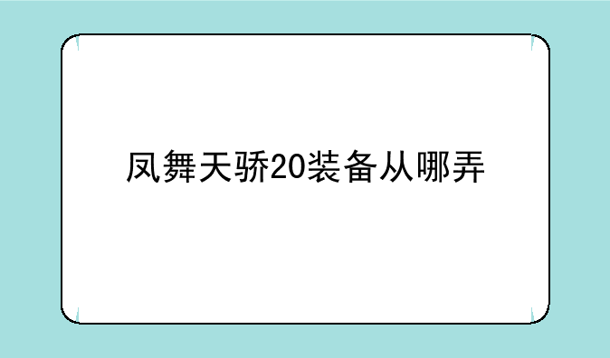 凤舞天骄20装备从哪弄