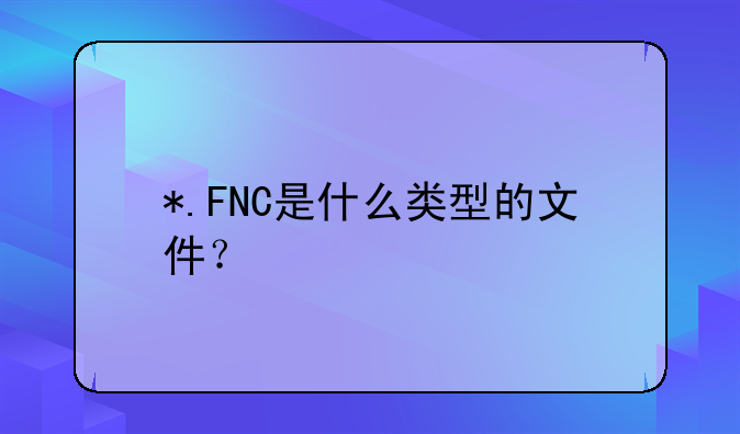 *.FNC是什么类型的文件？