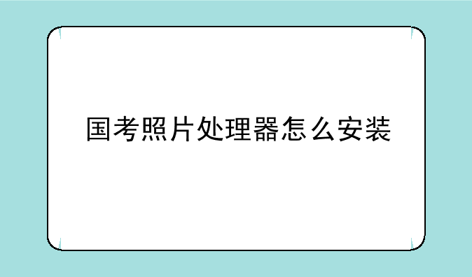 国考照片处理器怎么安装