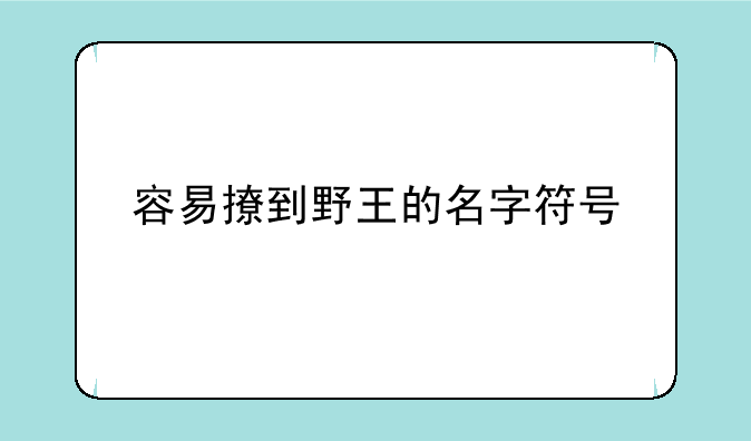 容易撩到野王的名字符号