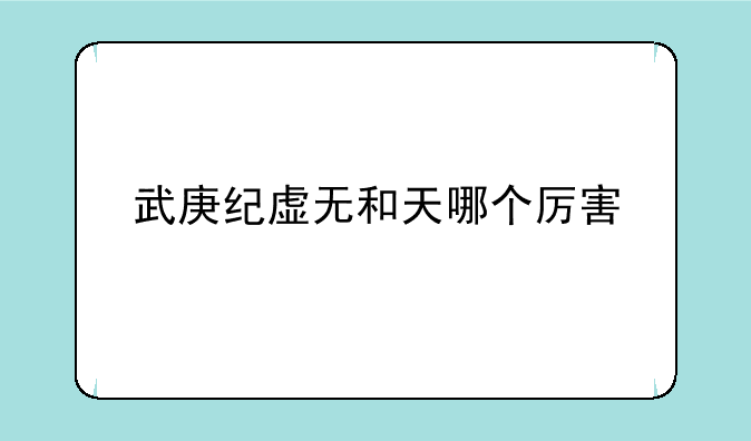 武庚纪虚无和天哪个厉害