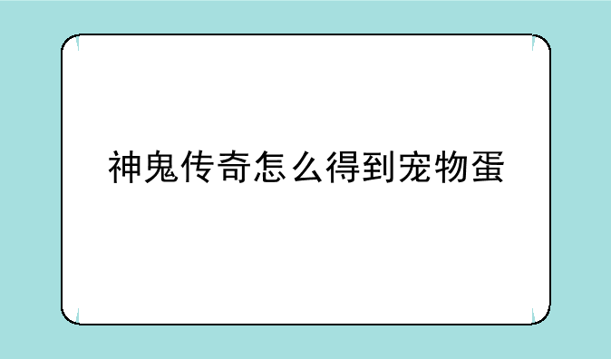 神鬼传奇怎么得到宠物蛋