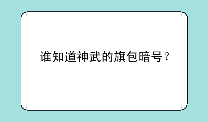 谁知道神武的旗包暗号？