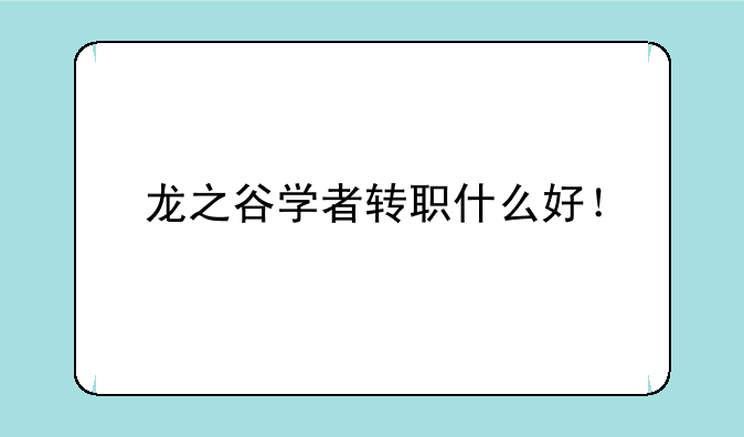 龙之谷学者转职什么好！