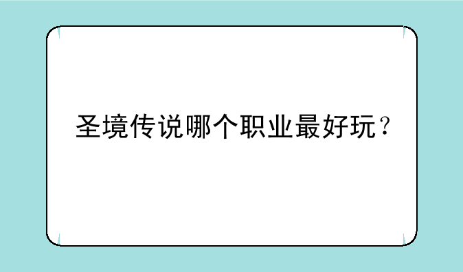 圣境传说哪个职业最好玩？