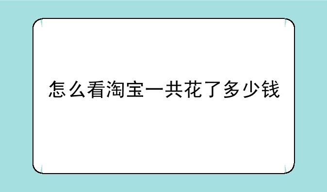 怎么看淘宝一共花了多少钱