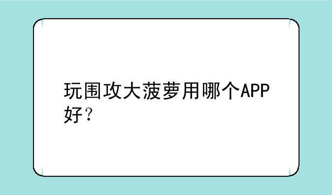 玩围攻大菠萝用哪个APP好？