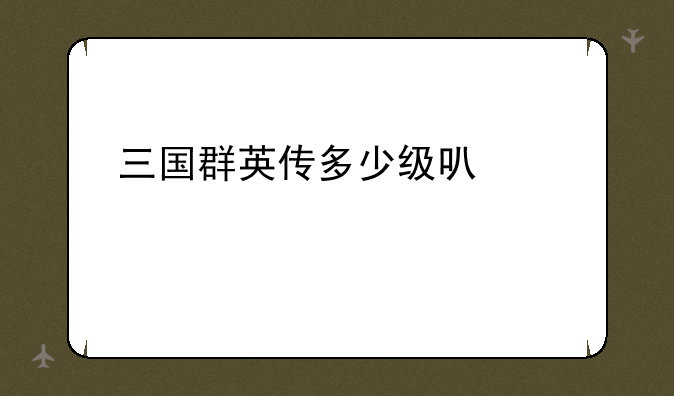 三国群英传多少级可以带10个武将