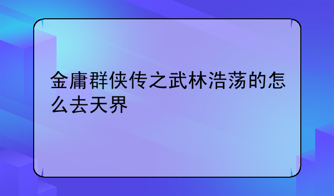 金庸群侠传之武林浩荡的怎么去天界