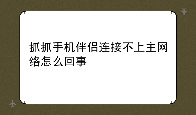 抓抓手机伴侣连接不上主网络怎么回事