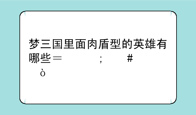 梦三国里面肉盾型的英雄有哪些？怎么出装？