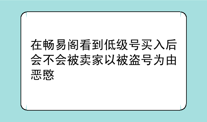 在畅易阁看到低级号买入后会不会被卖家