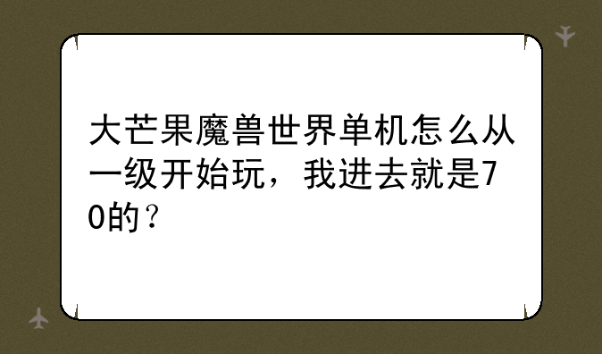 大芒果魔兽世界单机怎么从一级开始玩，我进去就是70的？