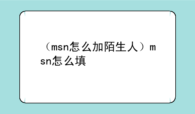 （msn怎么加陌生人）msn怎么填