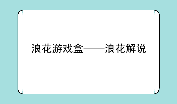 浪花游戏盒——浪花解说